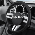 Leather Steering Wheel Cover for Ford Mustang 2005-2023, Anti-Slip and Breathable Segmented Design,Thin Car Interior Accessories,Car Steering Wheel Cover for Men Women(Black Hole)