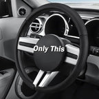 Leather Steering Wheel Cover for Ford Mustang 2005-2023, Anti-Slip and Breathable Segmented Design,Thin Car Interior Accessories,Car Steering Wheel Cover for Men Women(Black Hole)