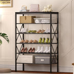 6 Tiers Shoe Rack, Large Capacity Shoe Rack Holds 32 Pairs of Shoes, Durable and Stable, Adjustable Metal Shelf Stackable Sho