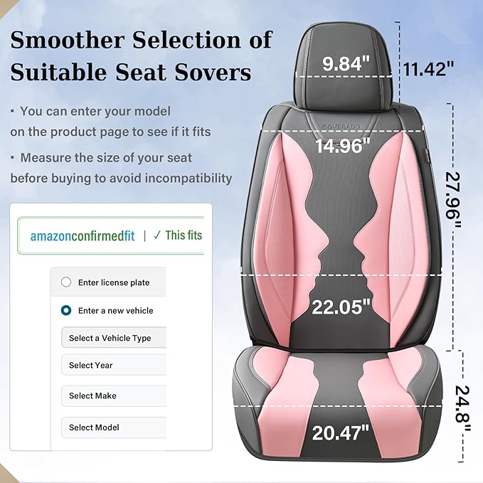 Coverado Car Seat Covers Full Set, Seat Covers for Cars, Front Seat Covers and Back Seat Cover Waterproof Leather Automotive 