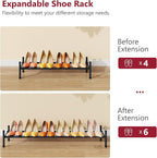 Tajsoon Expandable Shoe Rack for Closet 1 Tier, 28“-41“Adjustable & Stackable Shoe Shelf Storage, Metal Shoe Rack Organizer f