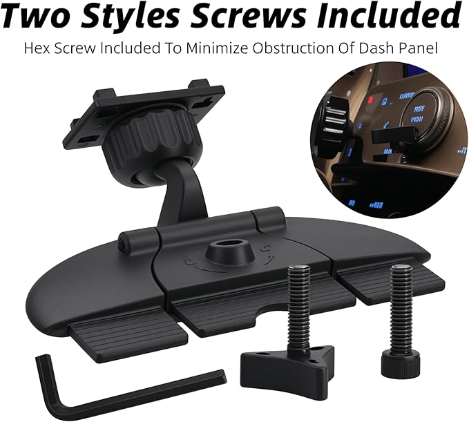 CD Slot Mount for Carplay Screen 4"-11" Monitor - 17mm Ball for Garmin Nuvi GPS Cell Phone in-Car Android Auto Tablet CD Mount Holder [360° Rotation/Tool-Free Installation] (4-Tab Bracket)