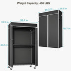 FUTASSI Clothing Rack with Cover, P1C Rolling Closets with Wheels, Metal Garment Rack for Hanging Clothes, Clothing Storage W