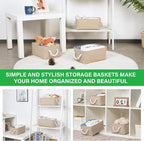 Bidtakay Small Storage Baskets for Shelves 3 Pack Fabric Storage Bins for Organizing Linen Collapsible Organizer for Closet-F