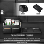Car Storage Organizer, Waterproof Large Capacity Car Caddy Basket with Metal Handle & Movable Divider, Collapsible Multi-Pocket