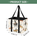 Western Cowboy Reusable Grocery Bags Large Shopping Tote Bag with Reinforced Bottom Board, Water Resistant Foldable Storage B