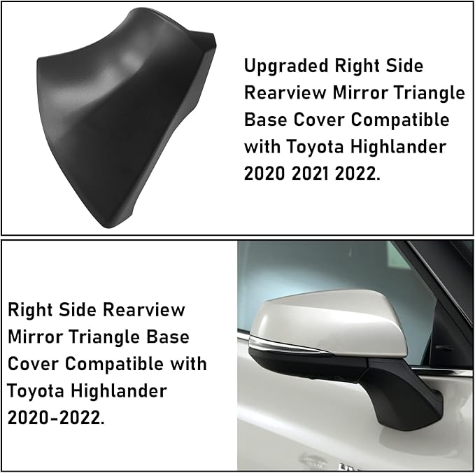 Jaronx Compatible with Toyota Highlander Side Mirror Triangle Base Cover 2020-2024, for Highlander Passenger Side Rearview Mirror Bottom Base Cover (NOT FIT Grand Highlander) (Right Side)