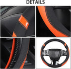 Cxtiy Pickup Truck Steering Wheel Cover –Universal Soft Leather Non-Slip Sporty Fashion Steering Wheel Grip Set for Women Gir