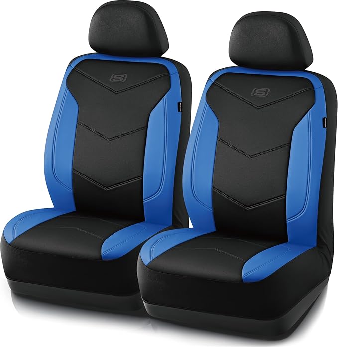 Skechers Memory Foam Seat Covers,Leather Car Seat Covers, Ultimate Comfort & Support Front Seat Covers Airbag Compatible, Aut