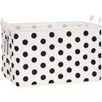 Sea Team Collapsible Canvas Fabric Storage Basket with Handles, Rectangle Waterproof Storage Bin, Box, Cube, Foldable Shelf B