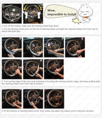 New Diamond Leather Steering Wheel Cover with Bling Bling Crystal Rhinestones, Universal Fit 15 Inch Car Wheel Protector for 
