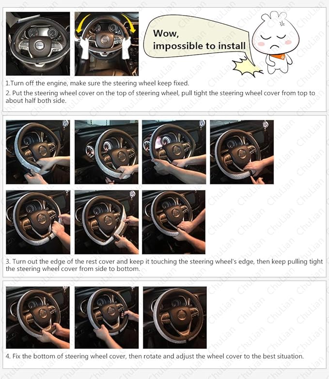 New Diamond Leather Steering Wheel Cover with Bling Bling Crystal Rhinestones, Universal Fit 15 Inch Car Wheel Protector for 