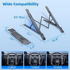Angle Adjustable Car Steering Wheel Laptop Holder,Foldable Laptop Stand for car,Metal Car Laptop Riser | Car Reading Stand | Car Tablet Holder, Multipurpose Travel Car Accessories (Gray)
