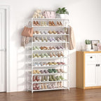 LANTEFUL 10 Tiers Shoe Rack 50 Pairs Large Capacity Tall Shoe Organizer Sturdy Shoe Storage with Two Hooks Space Saving Metal