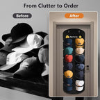 Hat Organizer for Baseball Caps, Over The Door Cap Organizer Cap Hat Holder with 12 Deep Clear Pockets, Hat Storage to Protec