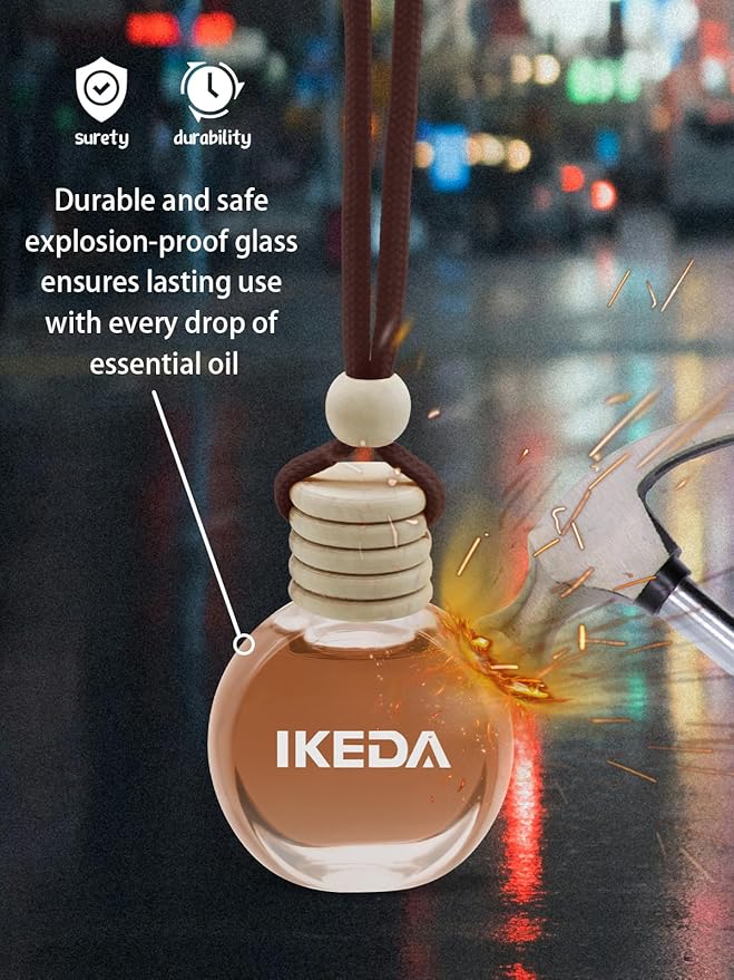 Ikeda Car Air Freshener: Hanging Car Smell Air Freshener | 10ml Hanging Car Perfume | Long Lasting Fragrance | Strong Scents 