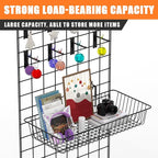 23.6" L x 11.8" D x 3.9" H - 6 pcs Black Wire Baskets for GridWall and SlatWall - Merchandiser Baskets,Grid wall Shelves Hang