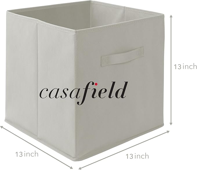 Casafield Set of 6 Collapsible Fabric Cube Storage Bins, Light Gray - 13" Foldable Cloth Baskets for Shelves, Cubby Organizer