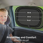Enovoe Car Window Shade for Baby - (4 Pack) - XL - 25" x 16" - Cling Car Sun Shade for Windows - Sun, Glare and UV Rays Protection for Your Child