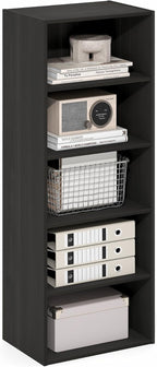 Furinno Basic Book Shelf, 5-Tier Bookshelf, Storage Organizer Bookcase with Open Shelf, 11 x 17 x 44, for Living Room, Bedroo