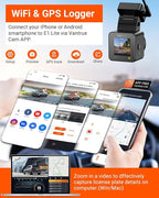 Vantrue E1 Lite 1080P Dash Cam, Mini Car Camera with Night Vision, 60fps Dash Cam with GPS and Speed, Wi-Fi APP Control, Loop