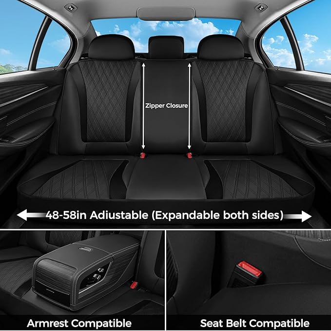 FLORICH Seat Covers Full Set, Leather Seat Covers for Cars, Waterproof Car Seat Protector Breathable, Front and Rear Seat Cov