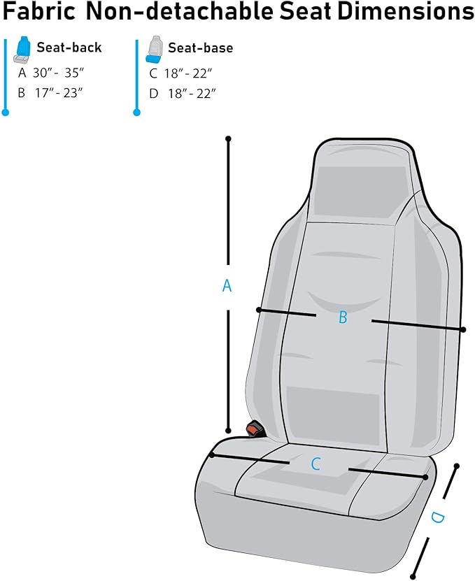 FH Group FH-FB302114 All Purpose Flat Cloth Car Seat Covers Beige/Black Color with F11306 Vinyl Floor Mats, Beige/Black Color