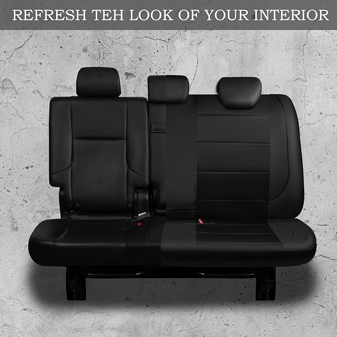 CAR PASS Leather Back Seat Cover, Breathable Mesh Universal Bench Seat Cover, Super 5mm Composite Sponge Inside, Airbag Compa