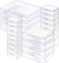 24 Pack Mixed Sizes Rectangular Mini Plastic Containers Clear Plastic Storage Boxes with Hinged Lids and Labels Empty Beads O