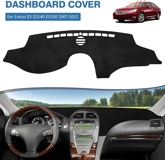 FIILINES Dash Cover for Lexus ES ES240 ES350 2007-2012, Dashboard Cover ES Accessories Suede Dash Cover Mat Sunshade Anti-Sli