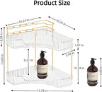 Makeup Organizer Countertop 2 Tier, Corner Bathroom Countertop Organizer with Toothbrush and Makeup Brush Holder, Corner Vani