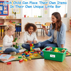 Kifmurase 6PCS Plastic Cubby Storage Bins, 12x7 Inch Stackable Toy Storage Organization, Colored Toy Storage Bins with 12 Lab