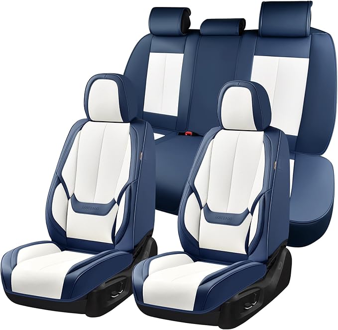 Coverado Seat Covers, Car Seat Covers Full Set, Leather Seat Covers for Cars, Car Seat Protector, Black Car Seat Covers Front