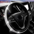 Bling Diamond Leather Steering Wheel Cover, Pink Steering Wheel Covers for Women Girls with Crystal Rhinestones, Universal Fit 14.5-15 Inch Car Steering Wheel Bling Cover Accessories