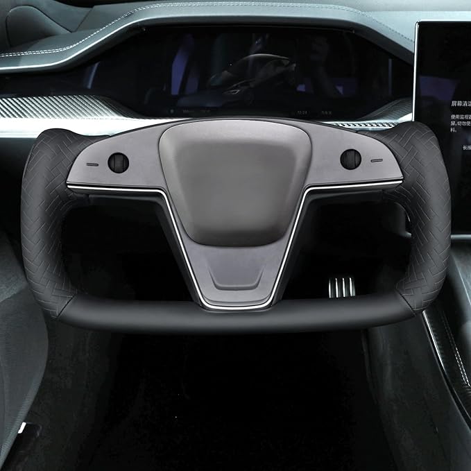 MEWANT Hand Stitched Tesla Model S Yoke Steering Wheel Cover Wrap for Tesla Model S 2021-2023 / Model X 2021-2023 Tesla Yoke Steering Wheel Accessories