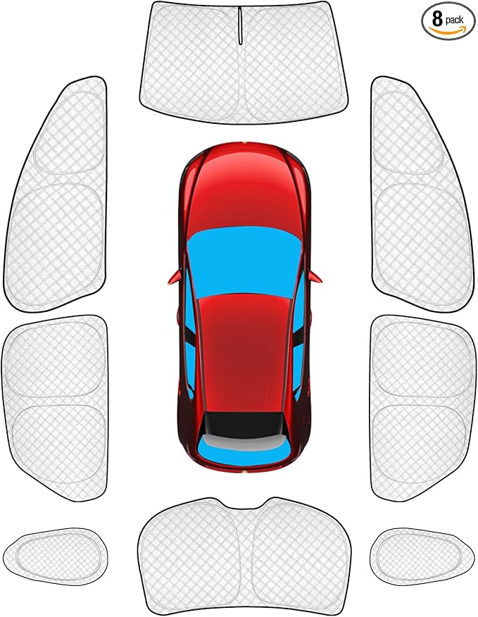 KMF 8pcs Thicken Sun Shades for Mazda CX-30 Accessories 2019-2026, Custom Fit Windshield Sunshade Full Car Window Covers for Side Rear, UV Block and Blackout Protect Privacy for Car Camping Outdoor