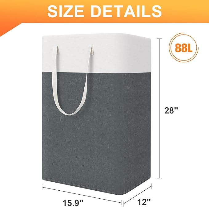 TasticTotes laundry basket 3-Pack, laundry hamper, Hamper with handles, collapsible laundry baskets, Waterproof dirty clothes
