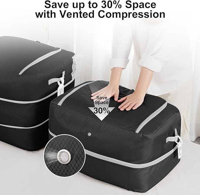 Comforter Storage Bag - 110L Large Capacity Blanket Storage Bags 2-Layer Ultra Space Saving Self Compression Organizer, Washa