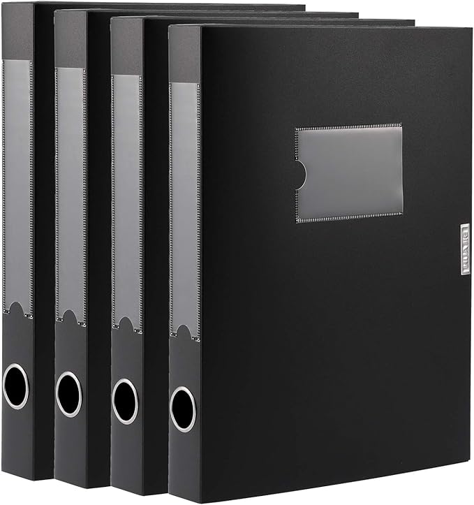 A4 Storage File Boxes Plastic Archives Cases with Lid, File Folder Organizer Document Filing Box for Office, Letter Size Pape