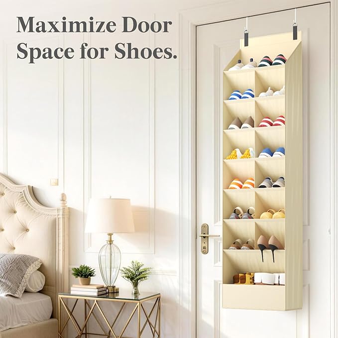 Lifewit 8 Tier Over the Door Shoe Organizer with 15 Large Deep Pockets, Fabric Hanging Shoes Shelf for Closet, Dorm Storage, 