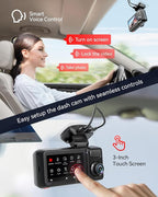 REDTIGER F17 Elite 4K Dash Cam 3 Channel, STARVIS 2 IMX678 & IMX675, 128GB Card, Full Night Color, 4K+2.5K+1080P Front and Re