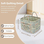 Storage Basket Boho Fabric Large Collapsible Floral Laundry Nursery Hamper Portable Folding Storage for Clothes Toys (Light G