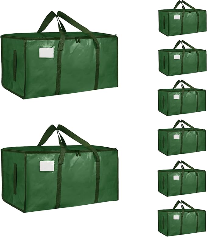 8 Pack-Extra Large Heavy Duty Moving Bags - Waterproof Storage Totes with Handles & Zippers, Foldable for College Dorm, Stora