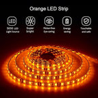 ALITOVE Orange LED Strip Lights 16.4ft 5050 SMD Black PCB 5M 300 LEDs Waterproof IP65 12V DC for Home Hotels Clubs Shopping malls Cars Lighting