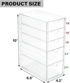 Prsildan Acrylic Drawer Makeup Organizer with 5 Drawers, Hair Accessories Organizer, Office Desk Organization, Clear Stackabl