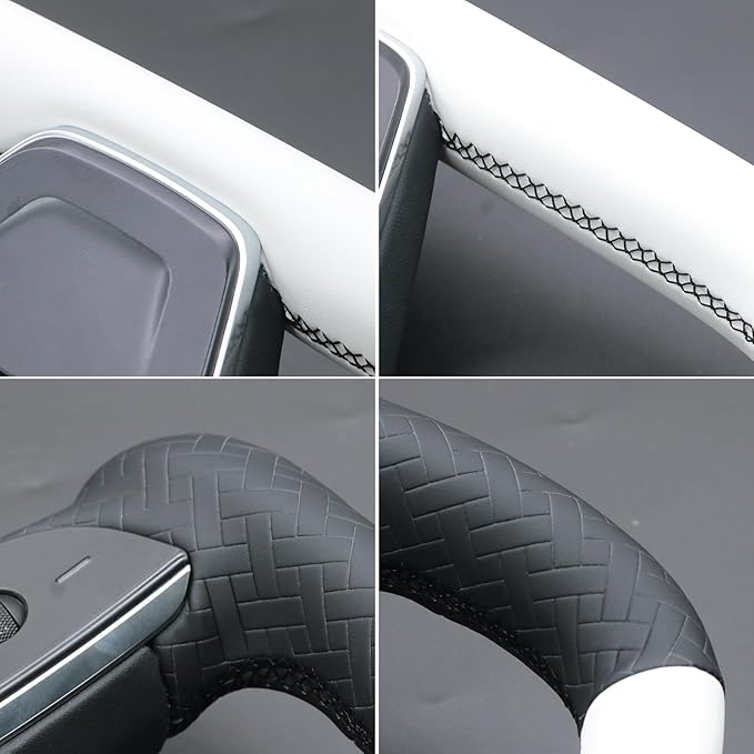 MEWANT Hand Stitched Tesla Model S Yoke Steering Wheel Cover Wrap for Tesla Model S 2021-2023 / Model X 2021-2023 Tesla Yoke Steering Wheel Accessories