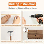 dreampossible Key and Mail Holder for Wall, Mail Organizer Wall Mount with 6 Hooks and Storage Drawer, Wooden Key Rack Hanger