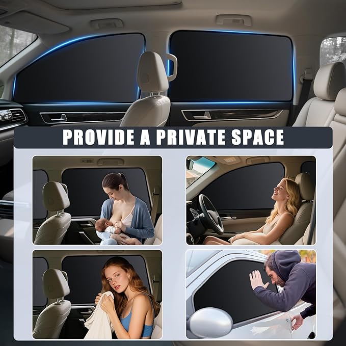ZATOOTO Car Window Shades for Honda Odyssey 2020-2024, 4 Pcs Magnetic Car Window Covers - 100% Block Light Privacy Curtains, Side Window Sun Shade for Baby Breastfeeding, Sleeping, Camping