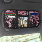 Car Sun Visor Organizer,Cherry Blossom Theme Card Sleeve Pocket with Double Zippers Adjustable Straps Auto Interior Accessories for SUV Truck Pickup