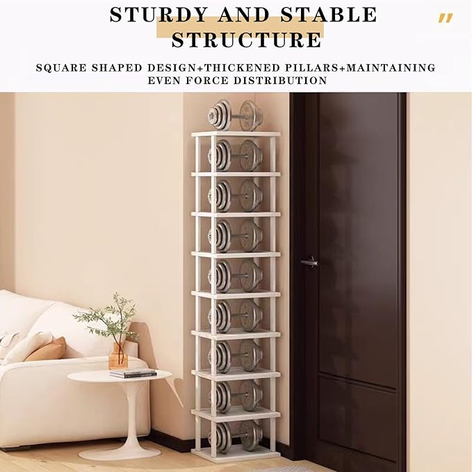 SAN HE 7-Tier Modern Bamboo Shoe Rack - Vertical, Slim, Space-Saving Shoe Organizer for Small Spaces, Closet, Entryway, Corne